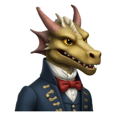dragon with dog head in a 18 century british style suit sticker