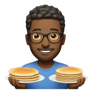 Guy with glasses making pancakes  sticker