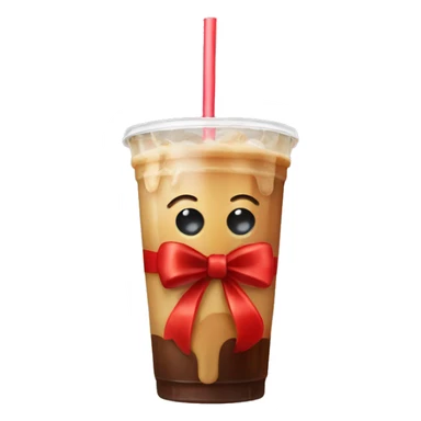 Iced Coffee with a Red Bow on the Straw sticker