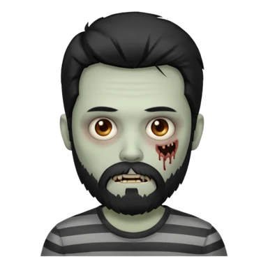 zombie in stripe gray  men long hair & bearded sticker