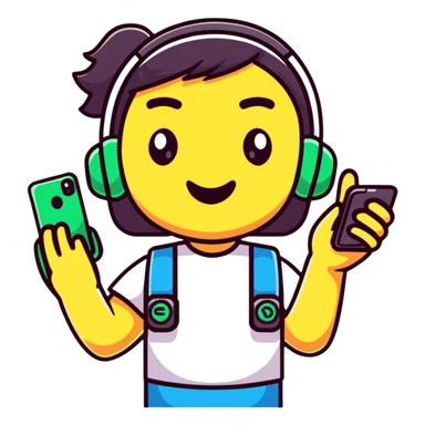cheerful cartoon teenager holding a phone with 'Tax Refund!' notification, sparkling eyes, vibrant colors sticker
