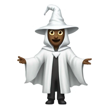Man in ghost costume with pointy hat sticker