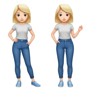 Girl touching her pants sticker