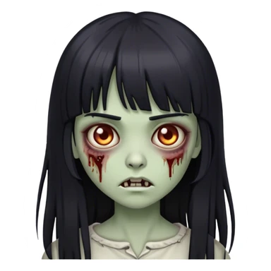 zombie girl with straight long black hair and bangs 🧟‍♀️ sticker