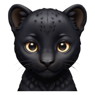 Cinematic Noble Baby black Panther Portrait Emoji, Poised with a touch of regal innocence, featuring a compact, sleek build with soft, dark fur and large, soulful eyes, Simplified yet sharp and sophisticated features, highly detailed, glowing with a gentle, mysterious glow, high shine, intelligent and endearing, stylized with an air of youthful authority, focused and attentive, soft glowing outline, capturing the essence of a tiny jungle guardian that appears ready to pounce out of the screen with effortless charm! sticker