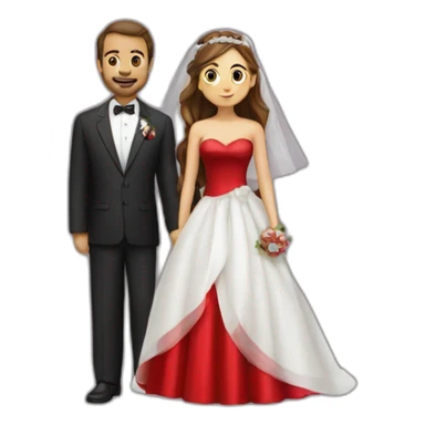 girl wearing wedding red dress with her pharmacist husband sticker