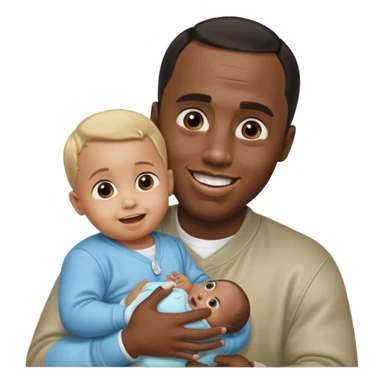 Sean “Diddy” Combs with baby oil and a very small infant and he’s pouring the baby oil on the baby and they have a scared face they’re really scared while diddy is happy sticker