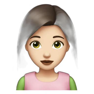 girl with white face and long dark brown hair, green eyes, big rosy lips sticker