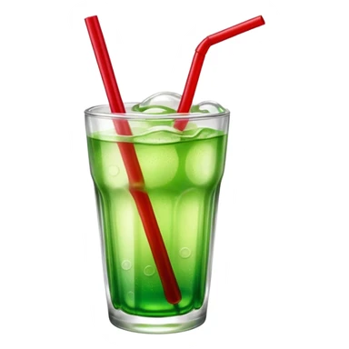 Create an emoji with a clear rounded glass, bright transparent green soda with fine bubbles, a smooth vanilla scoop, a glossy red cherry, and a red straw, using vibrant colors, soft shading, and clear glass highlights.
 sticker