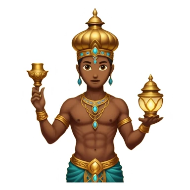 mystical fantasy illustration of a powerful jinn emerging from an ancient golden lamp.  sticker