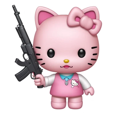 Hello kitty whit a gun  sticker