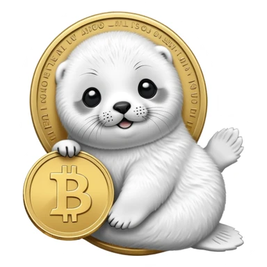 Crypto engraved Baby cute harp seal  goes up sticker