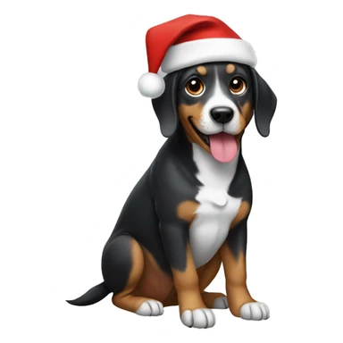 dog wearing a christmas hat sticker