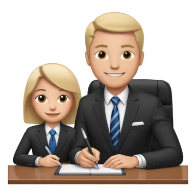 un recruteur à son bureau en face d'un candidat sticker