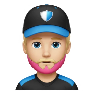 Ragazzo biondo con occhi azzurri e con barbetta bionda e cappello nero  sportivo con visiera sticker