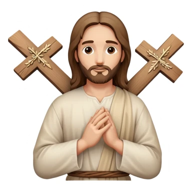Jesus hands praying with cross symbol, spiritual sticker