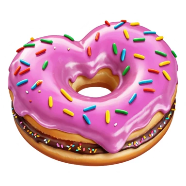 Realistic isolated heart shaped donut with mauve frosting. sticker