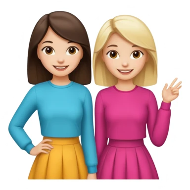a brunette girl and a blonde girl in cute outfits smiling friends sticker