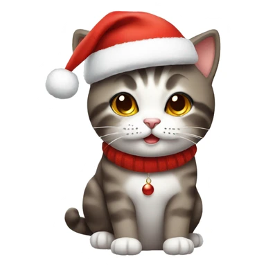 Cute cat with Christmas hat sticker