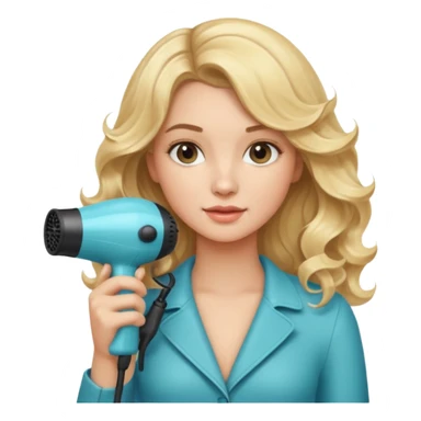 Pretty blonde girl with wavy hair holding a Blow dryer  sticker