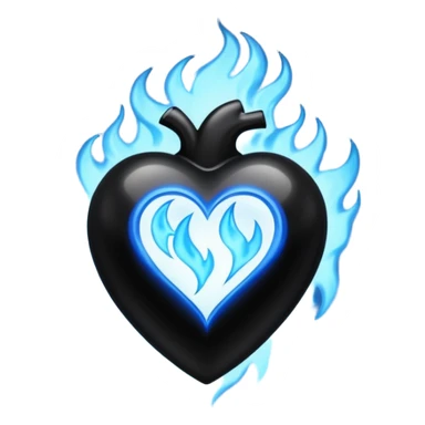 make exactly the emoji like"❤️‍🔥" but the heart is black and flames are blue sticker