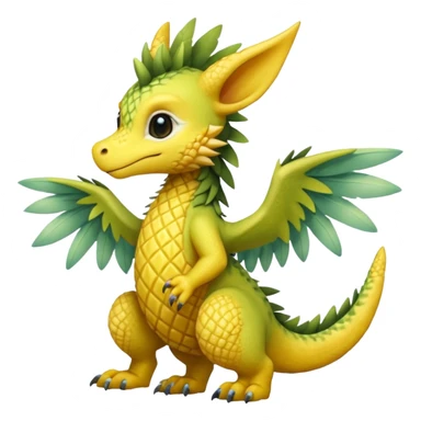 Mango-Pineapple-Kiwi-themed "Dutch Angel Dragon"-"Vernid"-"Trico"-furry-Fakémon-hybrid-creature (full body) sticker