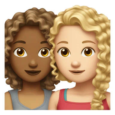 Best friends blonde girl and curly brunette girl sticker