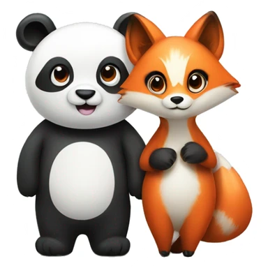 a panda and a fox couple in love sticker