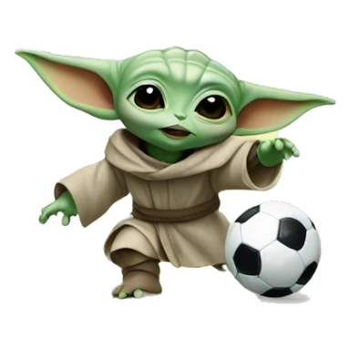Baby yoda playing soccer sticker