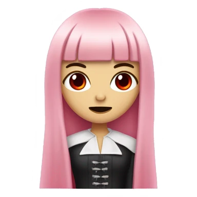 vampire woman with long hair  pastel pink straight bangs and red eyes wielding knife sticker