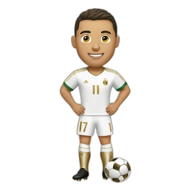 Ronaldo with a gold Soccer and a gold boots sticker