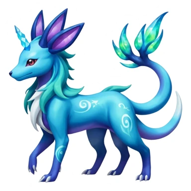 Shiny Starry Nebula Suicune-Aurorus-Salandit-Glaceon-Meganium-fusion (full body) sticker