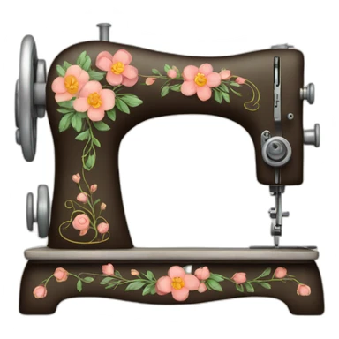 Flowered sewing machine sticker