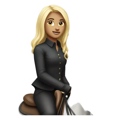 Girl with blonde hair on horseback darkbay horse with black mane sticker