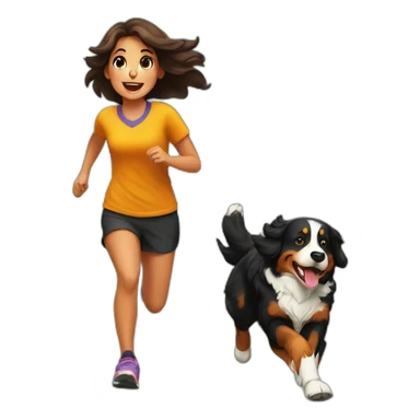 Bernese mountain dog running with girl sticker