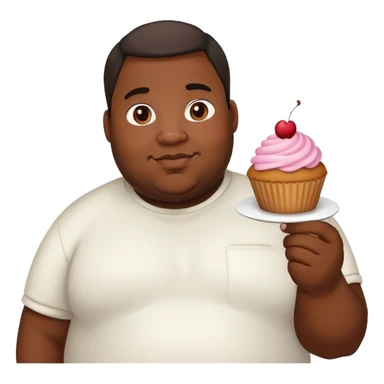 a fat black man with a cupcake in his hand sticker