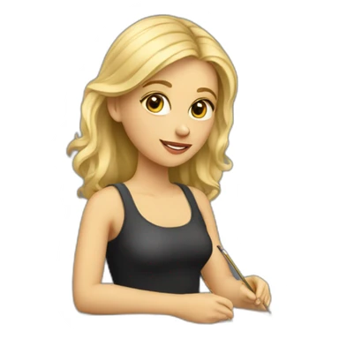 Blonde Girl studying in art school sticker