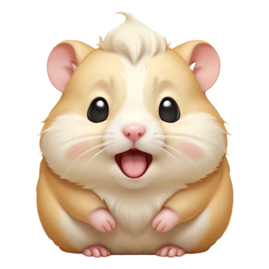 Cinematic Cute Yawning Cream Hamster Portrait Emoji, Head tilted slightly with a dramatic, wide-open yawn, showcasing a soft, pristine cream fur with tiny droopy ears, round dark eyes barely open in drowsy contentment, Simplified yet irresistibly adorable features, highly detailed, glowing with a soft, cozy glow, high shine, relaxed yet expressive, stylized with a touch of whimsy, bright and endearing, soft glowing outline, capturing the essence of a sleepy yet affectionate hamster, so drowsy it feels like it could stretch out of the screen and curl up for a nap! sticker