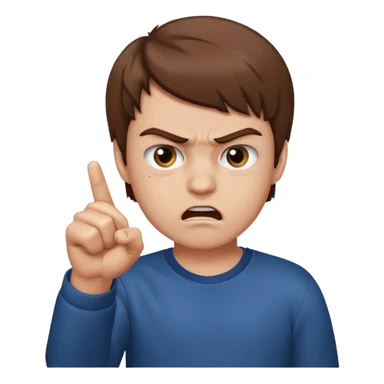 angry boy pointing fingure at his own face sticker