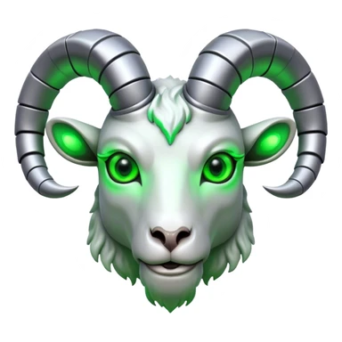 Cyborg Ram(Goat) head green glowing eyes sticker