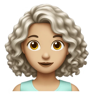 A girl with Brown wavy hair and white skin sticker
