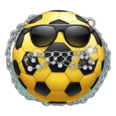 soccer ball emoji with shades on eyes and blingy chain on sticker