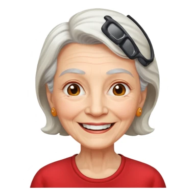 elderly woman with red shirt sticker