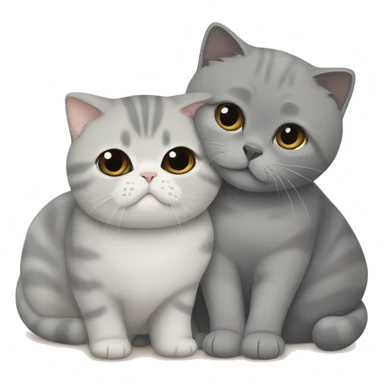 Grey Scottish fold is cuddling with a beige British shorthair  sticker