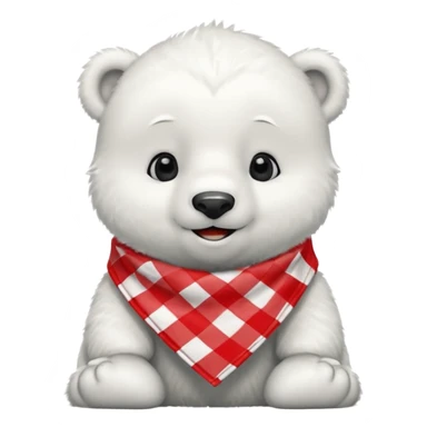 baby polar bear wearing a red and white checkered Neckerchief sticker