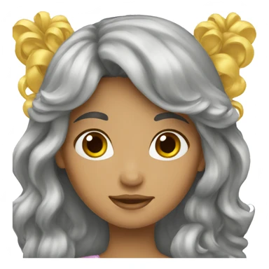 princess emoji with long brown hair and bangs sticker