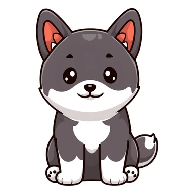 adorable black Shiba Inu puppy with big eyes sticker