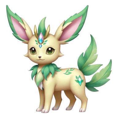 Shiny Cool Sparkly Cute Ethereal Leafeon-Sylveon-Fakemon-hybrid-fusion- full body sticker