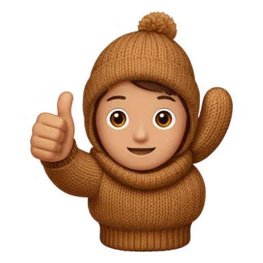 thumbs up hand in brown knit mitten sticker