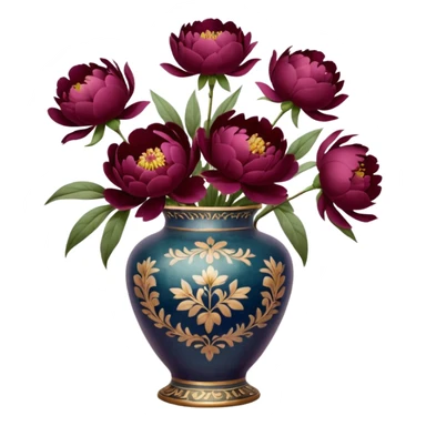 burgundy peonies in a vintage vase sticker